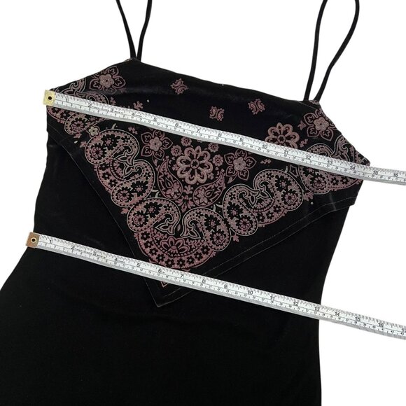 Vintage Y2K Next Up Boho Whimsygoth Velvet Maxi‎ Dress Black XS Small Bandana - Picture 9 of 11